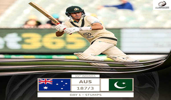 बारिश से बाधित टेस्ट के पहले दिन ऑस्ट्रेलिया के तीन विकेट पर 187 रन